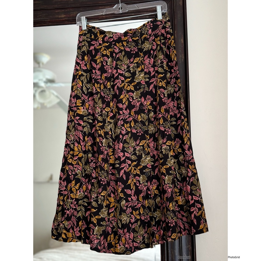Vintage Sag Harbor Floral Print Midi Skirt Size Medium - Picture 1 of 7